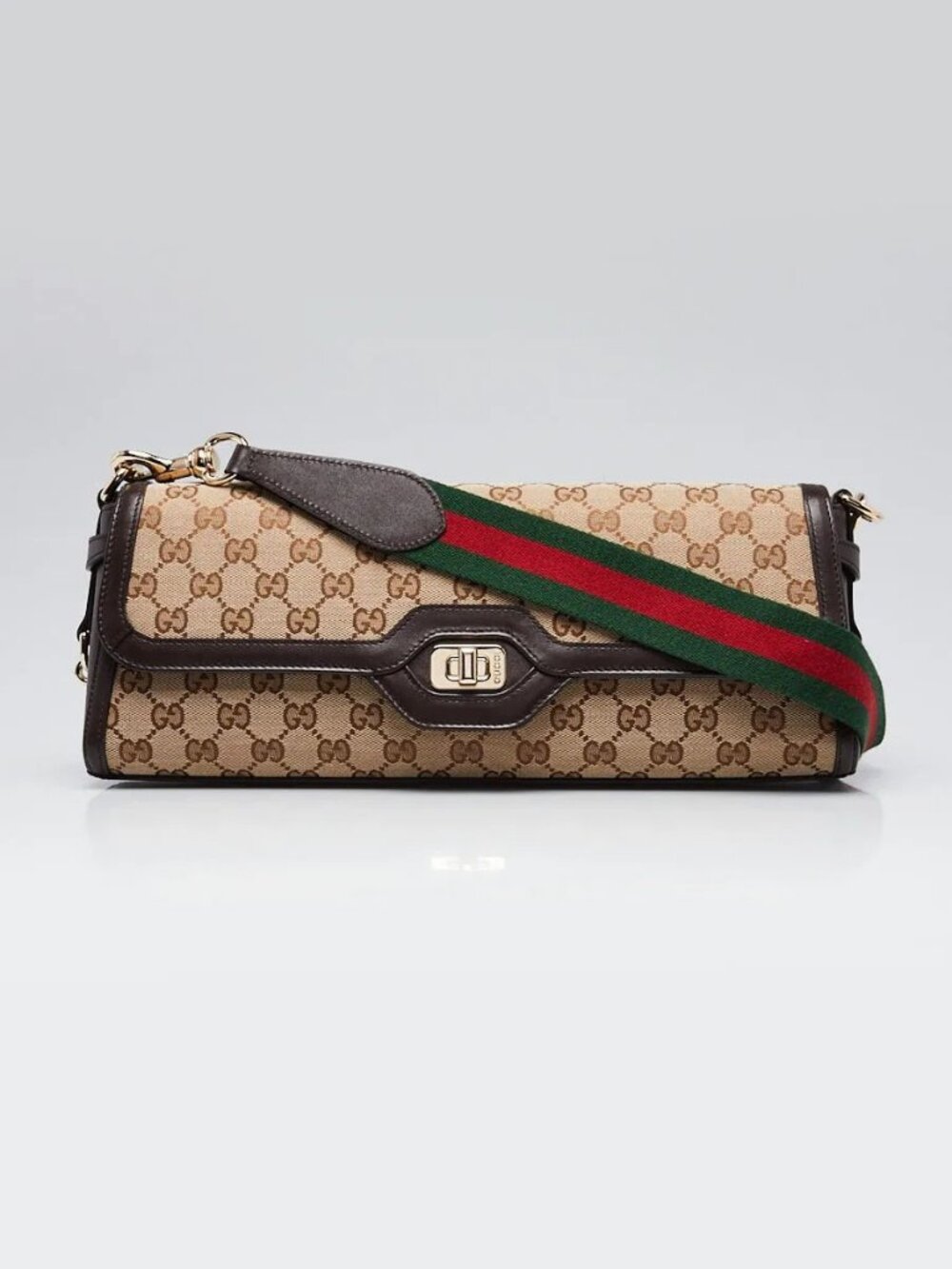 Gucci Beige/Ebony GG Canvas/Leather Medium Luce Shoulder Bag - Picture 2 of 12